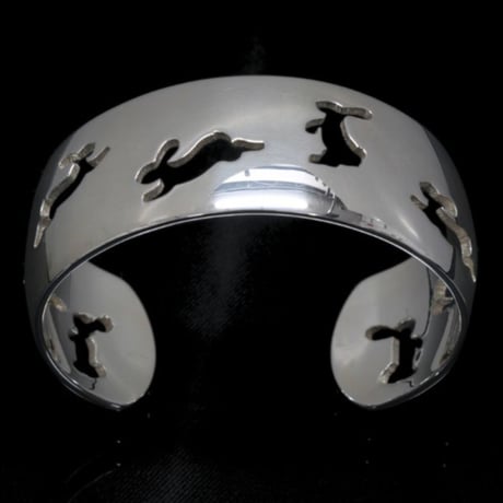 HERMES Rabbit Motif Bangle Bracelet Sterling Silver 925 #19806