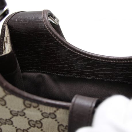 GUCCI Medium Jackie Bardot Hobo Bag GG Canvas Leather Beige #75327