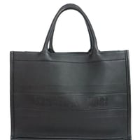 Christian Dior Medium Book Tote Bag Embossed Leather Black #20051