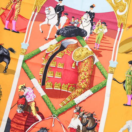 HERMES Carre 90 Silk 100% Scarf Stole "PLAZA DE TOROS" #76520
