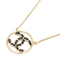 CHANEL Coco Mark Circle Pendant Necklace Gold-toned B19P #76308
