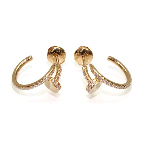 Cartier Juste un Clou Hoop Pierced Earrings Small Paved with Diamonds 18K Yellow Gold ＃19811