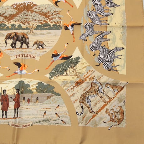 HERMES Carre 90 Silk 100% Scarf Stole "Tanzanie" #76489