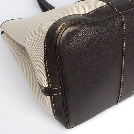 HERMES Garden Party PM Tote Bag Toile H Marron #19556