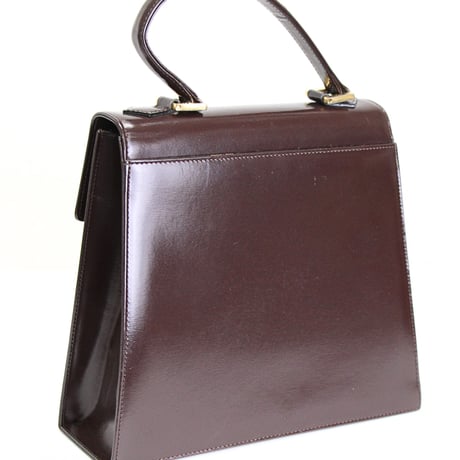 YVES SAINT LAURENT Vintage Boxy Flap Handbag Leather Brown #75667