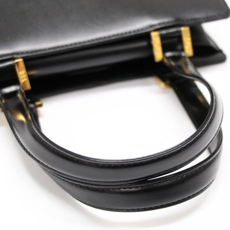 YVES SAINT LAURENT Vintage Handbag Leather Black #74809