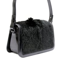 CELINE Vintage Shoulder Bag Pony Hair Leather Black #74060