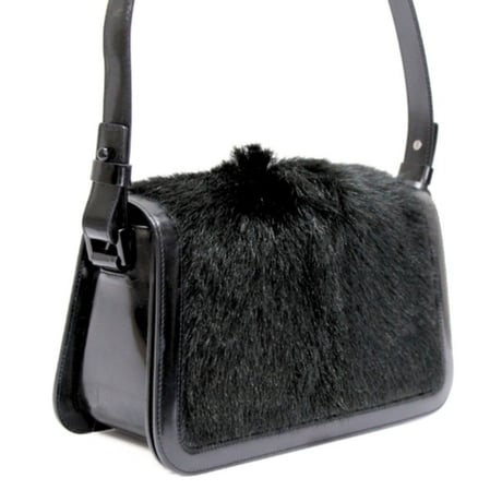 CELINE Vintage Shoulder Bag Pony Hair Leather Black #74060