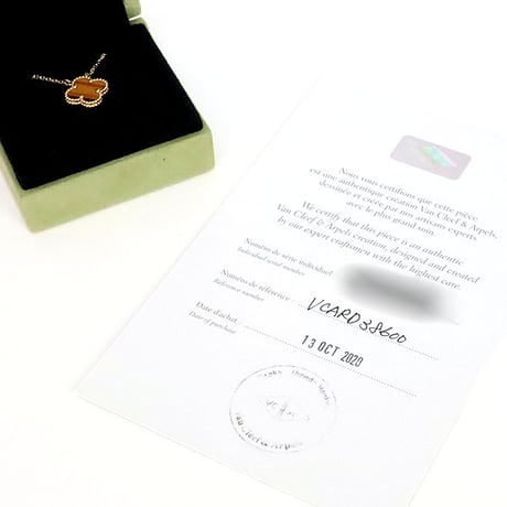 Van Cleef＆Arpels Alhambra Pendant Necklace Tiger Eye 18K Yellow Gold ＃20294