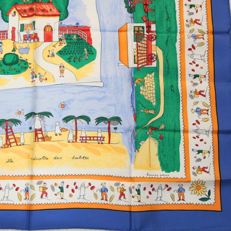 HERMES Carre 90 Silk 100% Scarf Stole "RE TOUR A LA TERRE" #76444