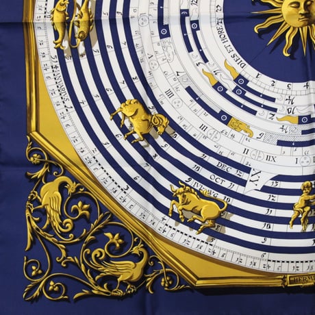 HERMES Carre 90 Silk 100% Scarf Stole "DIES ET HORE" #76432