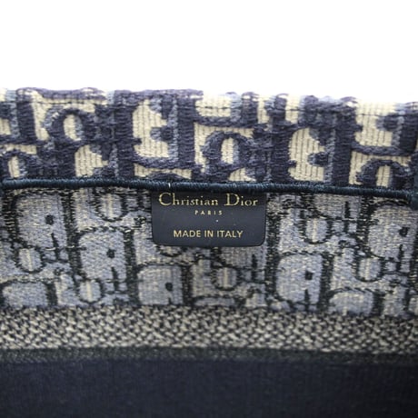 Christian Dior Medium Book Tote Bag Oblique Canvas Navy #76045