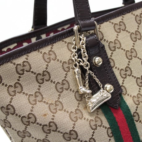 GUCCI Tote Bag with Bag Charm GG Canvas Brown #76639