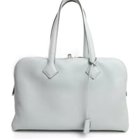 HERMES Victoria 35 Handbag Taurillon Clemence Bleu Glacier #19754