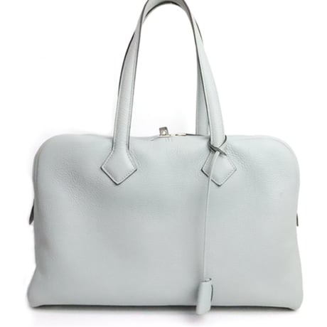 HERMES Victoria 35 Handbag Taurillon Clemence Bleu Glacier #19754