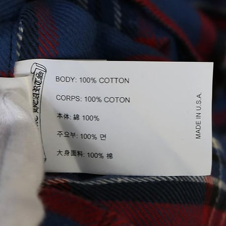 Chrome Hearts Unused Work Dog Cross Ball Buttons Plaid Shirt #104230