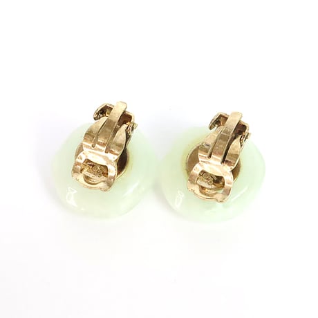 CHANEL CC Logo Camellia Clip-on Earrings Gold-toned Rasin 02P #19975