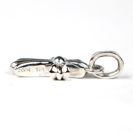 Chrome Hearts 18K WG Baby Fat Cross Charm Pave Emerald #104233