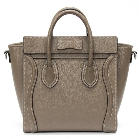 CELINE Nano Luggage Tote Bag Leather Greige #76506