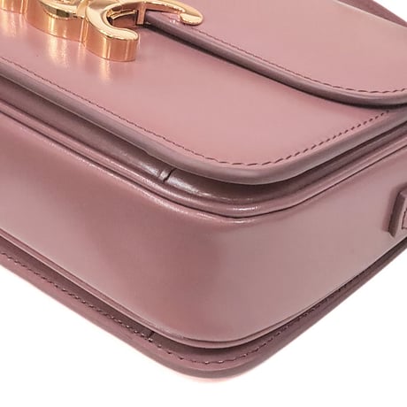 CELINE Teen Triomphe Shoulder Bag Shiny Calf Leather Pink #20346