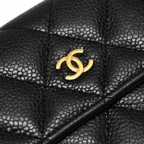 CHANEL Flap Wallet Quilted Caviar Black #75583