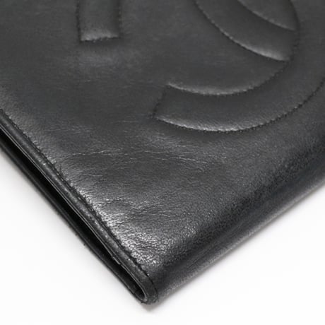 CHANEL CC Logo Bifold Wallet Lambskin Black #76331