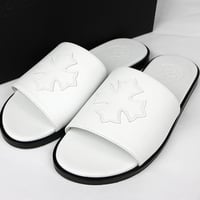 Chrome Hearts Brand-New SLIDE CH Plus Patch Leather Sandals White #103764
