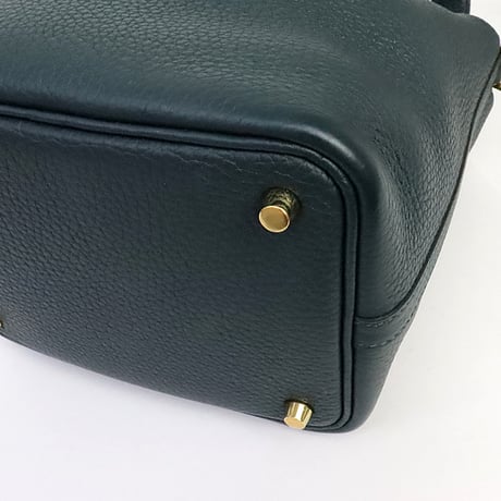 HERMES Picotin Lock PM Handbag Taurillon Clemence Vert Cypres #19555