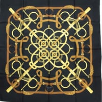 HERMES Carre 90 Silk 100% Scarf Stole "Eperon d'or" #76761