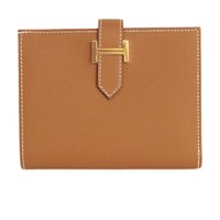 HERMES Bearn Compact Wallet Epsom Leather Gold #20350