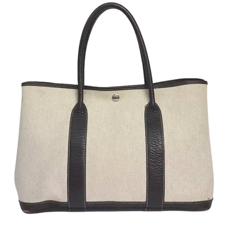 HERMES Garden Party PM Tote Bag Toile H Marron #19556