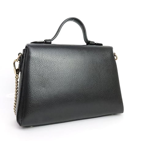 GUCCI Interlocking Top Handle Bag Leather Black #19782