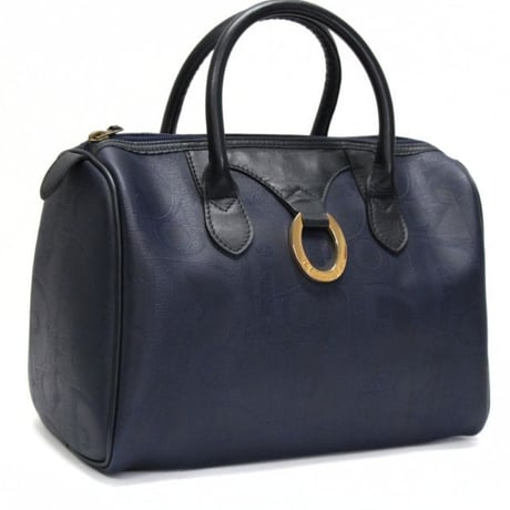 Christian Dior Boston Bag Trotter Canvas Navy #76051