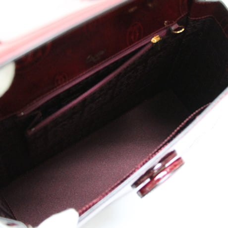 Cartier Happy Birthday Top Handle Flap Bag Leather Burgundy ＃75889