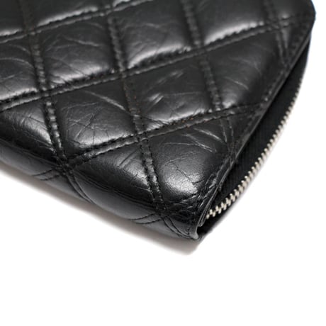 CHANEL Paris New York Zip-around Wallet Leather Black #75350