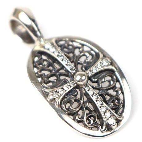 Chrome Hearts Classic Oval Cross Pave Diamond Pendant #104769