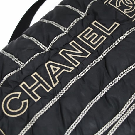CHANEL Sports Line Messenger Bag Quilted Nylon Black #76632