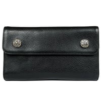 Chrome Hearts Brand-New Wave Wallet Cross Button Tri-Fold Leather Wallet #100117
