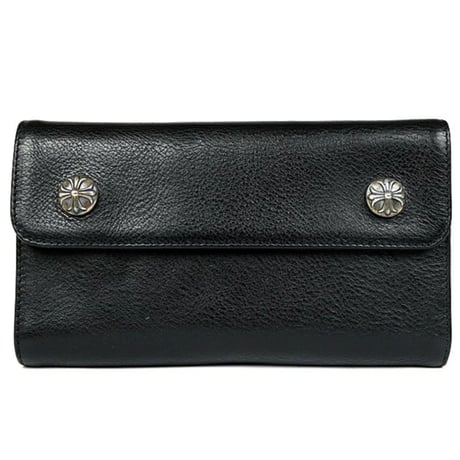 Chrome Hearts Brand-New Wave Wallet Cross Button Tri-Fold Leather Wallet #100117