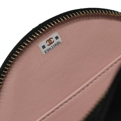 CHANEL Mini Round Vanity Bag with Chain Quilted Glazed Lambskin Black #76198