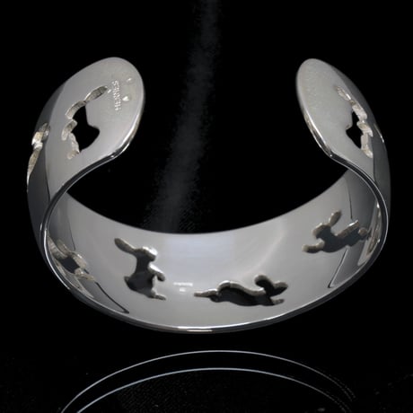 HERMES Rabbit Motif Bangle Bracelet Sterling Silver 925 #19806