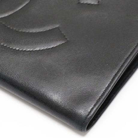 CHANEL CC Logo Bifold Wallet Lambskin Black #76331