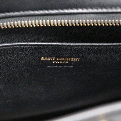 SAINT LAURENT PARIS Baby Cabas Handbag Leather Black #76037