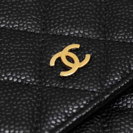 CHANEL Wallet on Chain Bag Quilted Caviar Black #76295