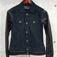 Chrome Hearts JVP Denim Jacket with Leather Sleeves #32162