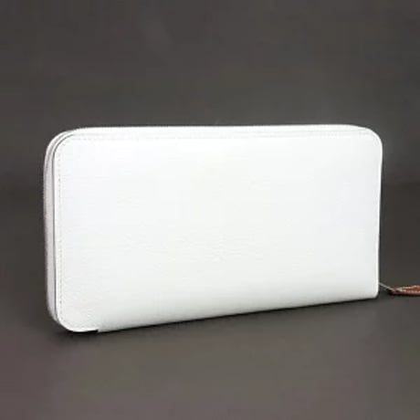 HERMES Azap Long Silk'In Wallet Evercolor Leather New White #19933