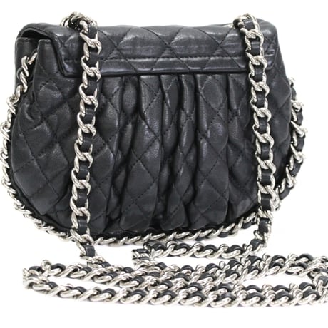 CHANEL Small Chain Around Shoulder Bag Quilted Leather Black #76193