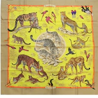HERMES Carre 90 Silk 100% Scarf Stole "TENDRESSE FELINE" #76493