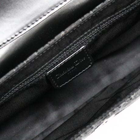 Christian Dior Street Chic Columbus Shoulder Bag Trotter Canvas Leather Black ＃75947