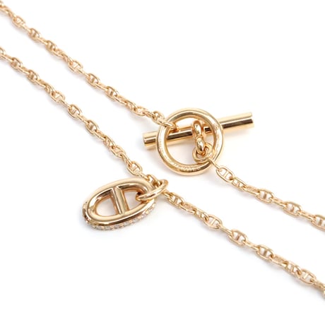 HERMES Chaine d'Ancre Farandole PM Necklace 18K Pink Gold Diamonds＃19569